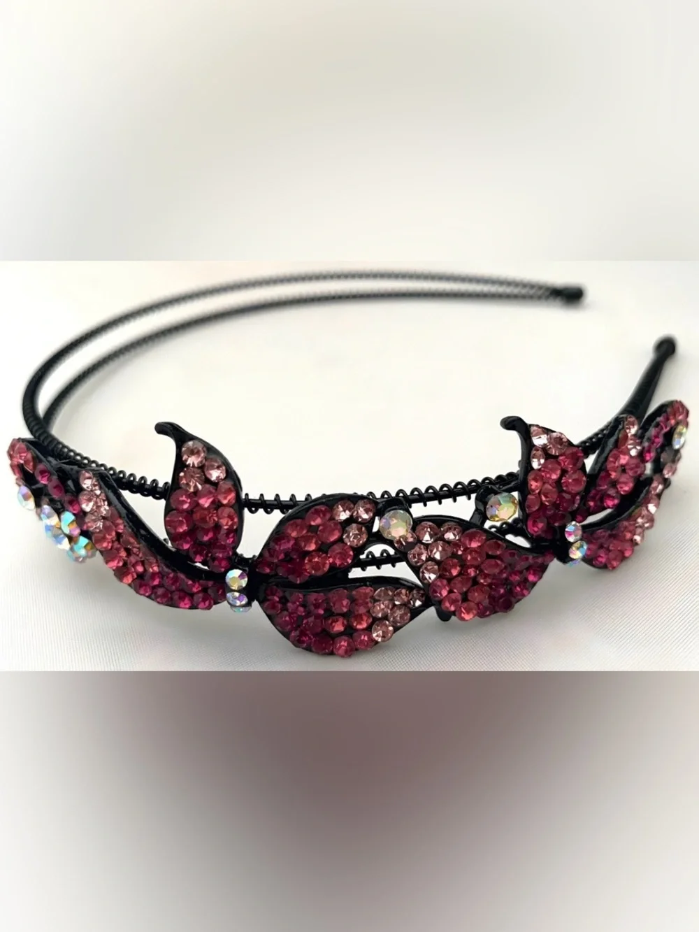 Elegant Multi Color Pink & AB Crystal Headband - Women Hair Accessory